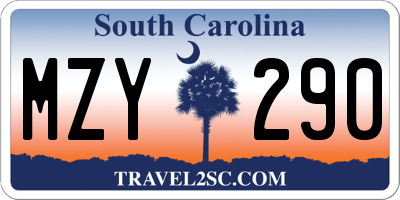 SC license plate MZY290
