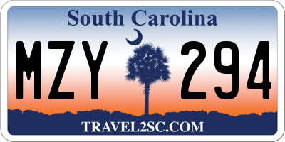 SC license plate MZY294