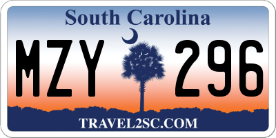 SC license plate MZY296