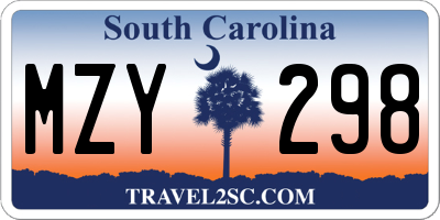 SC license plate MZY298