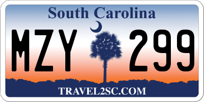 SC license plate MZY299