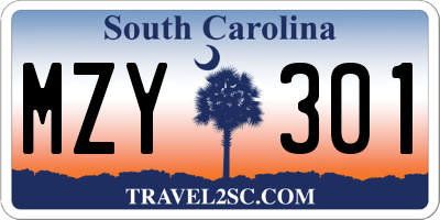 SC license plate MZY301
