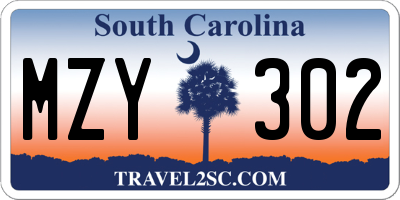 SC license plate MZY302