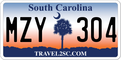 SC license plate MZY304