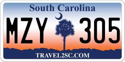 SC license plate MZY305