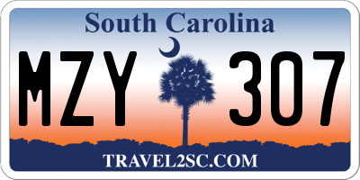 SC license plate MZY307
