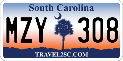 SC license plate MZY308