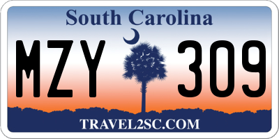 SC license plate MZY309