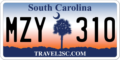 SC license plate MZY310