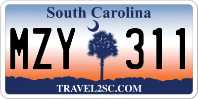 SC license plate MZY311