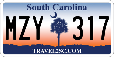 SC license plate MZY317