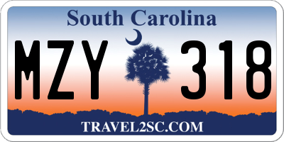 SC license plate MZY318