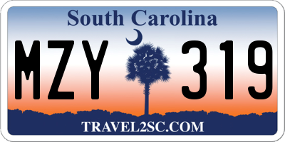 SC license plate MZY319