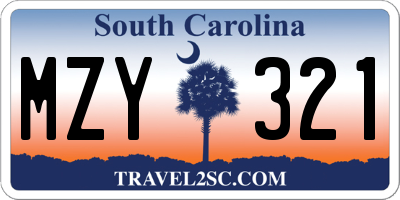 SC license plate MZY321