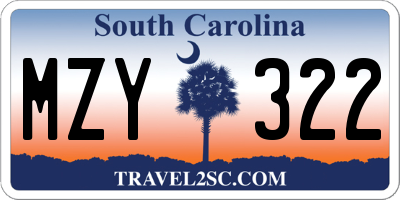SC license plate MZY322