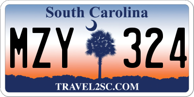 SC license plate MZY324