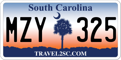 SC license plate MZY325