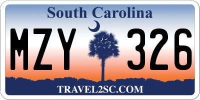 SC license plate MZY326