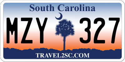 SC license plate MZY327