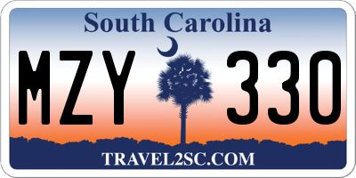 SC license plate MZY330