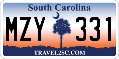 SC license plate MZY331