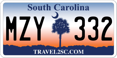 SC license plate MZY332