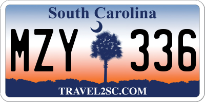 SC license plate MZY336