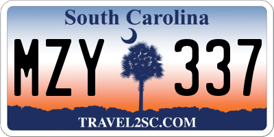 SC license plate MZY337