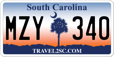SC license plate MZY340