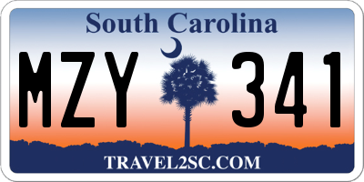 SC license plate MZY341