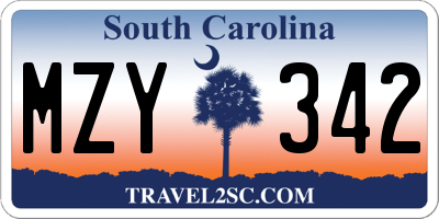 SC license plate MZY342