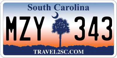 SC license plate MZY343