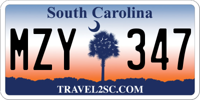SC license plate MZY347
