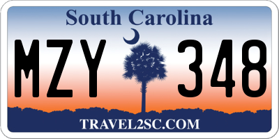 SC license plate MZY348