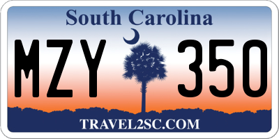 SC license plate MZY350