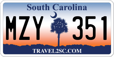 SC license plate MZY351