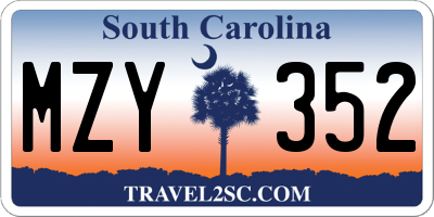 SC license plate MZY352