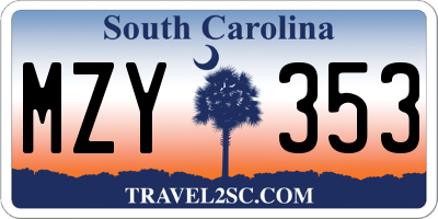 SC license plate MZY353