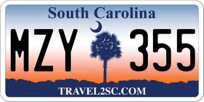 SC license plate MZY355