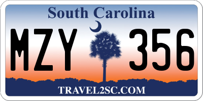 SC license plate MZY356