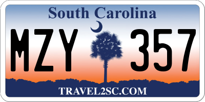 SC license plate MZY357