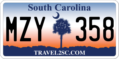 SC license plate MZY358
