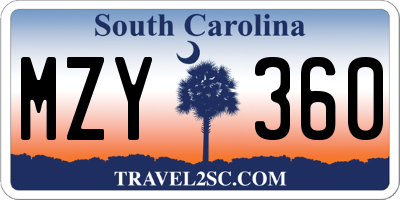 SC license plate MZY360