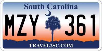 SC license plate MZY361