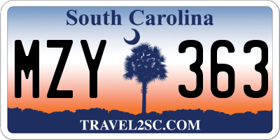 SC license plate MZY363