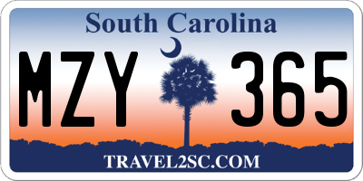 SC license plate MZY365