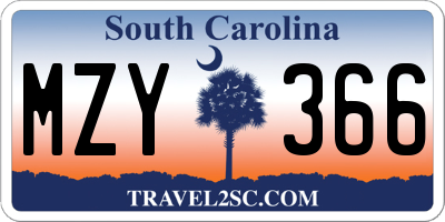 SC license plate MZY366