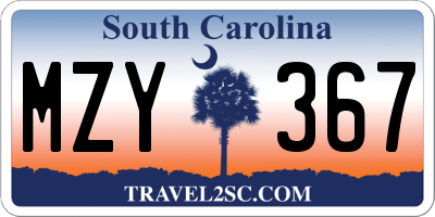 SC license plate MZY367
