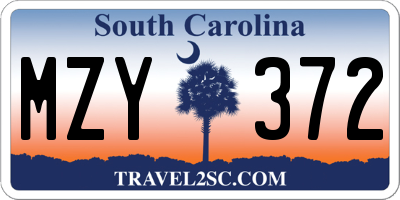 SC license plate MZY372
