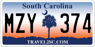 SC license plate MZY374